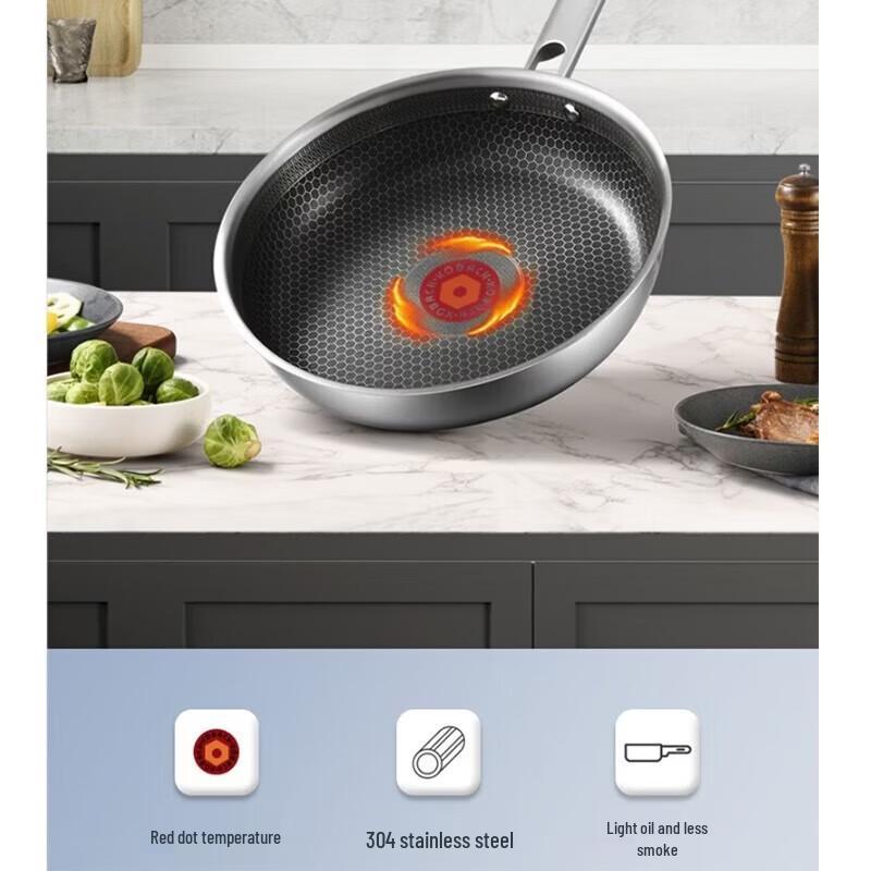 KOBACH 26cm Red Dot Honeycomb Frying Pan with Lid