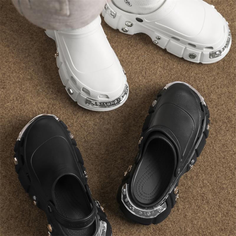 Sommar Dam-/herrtofflor med tjock sula i EVA, Trädgårdsskor med tjock sula i metall