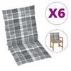 Day and Night - Day and Night Garden Chair Cushion Low Backrest 6 Pcs Gray Plaid Fabric