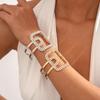 Metal sense diamond-set square geometric opening bracelet, arm ring exaggerated personality fashion light luxury jewelry