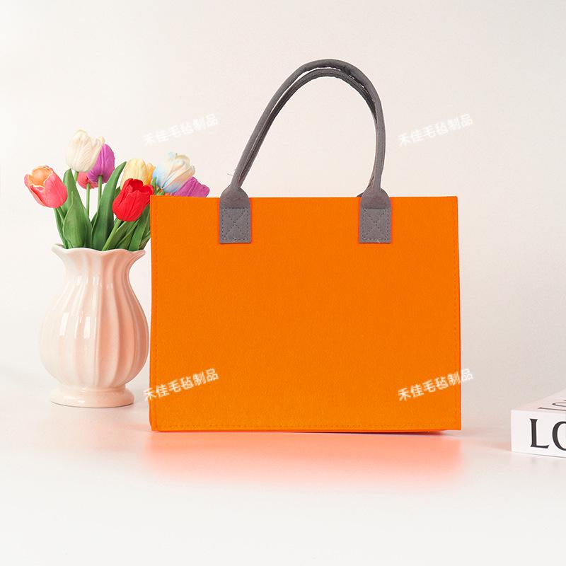 Stylish Color Block Felt Tote Bag - Large Capacity, Customizable for Gifts & Business