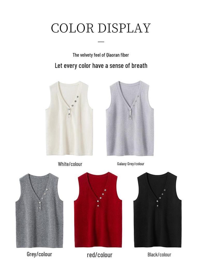 2025 Autumn/Winter French V-neck Sleeveless Slimming Cashmere Knit Vest