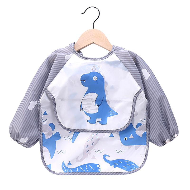 Cute Baby Bibs Toddler Baberos Bavoir Waterproof Long Sleeve Apron Cartoon Animals Children Feeding Smock Bib Baby Stuff 0-3Y