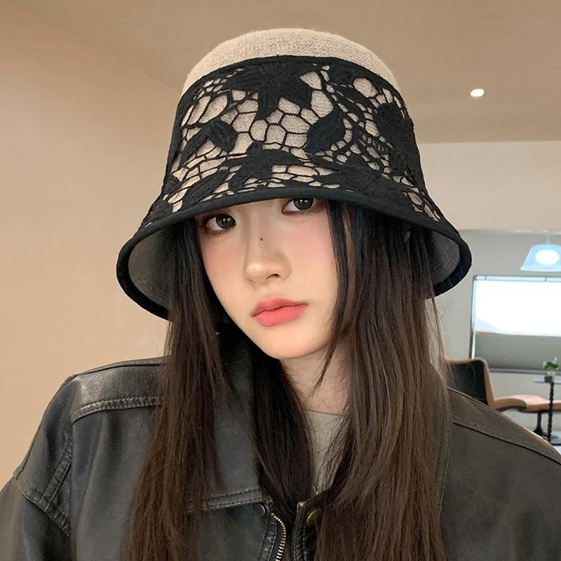 Japanese Retro Hollow Printed Fisherman Hat Autumn and Winter New Windproof Face Proof Small Basin Hat Outdoor Casual Warm Hat Trend