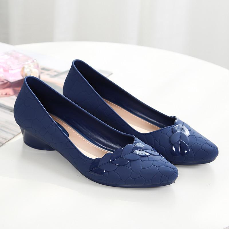 Women's Summer Low-Cut Pointed Toe Jelly Wedge Sandals with Non-slip Soft Mid-Heel Sole