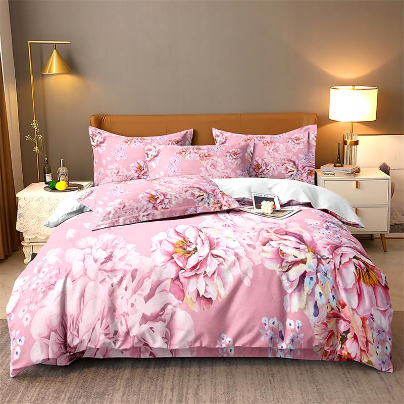 Red Big Flower Bedding Set Lovely Duvet Cover Boys, Kid's Quilt Cover Girls Room Gorgeous Bedding King/Queen Duvet Cover Set
