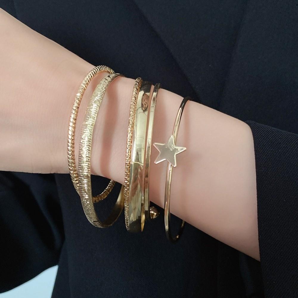 6Pcs/7Pcs Europe American Style Wide Open Bangle Set Exaggerated Bracelet Girls