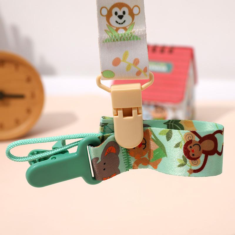 Baby Pacifier Clip Cartoon Print Anti-Lost Chain Dummy Clip Nipple Holder Soft Nipple Soother Clip Baby Teether Toy