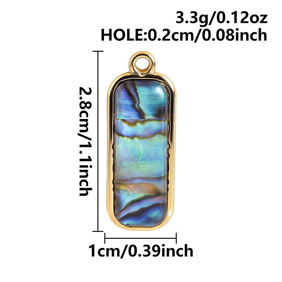 3pcs Geometric Charm Real Abalone Shell Stainless Steel Pendants For Jewelry Making Supplies Rectangle Round Pendant DIY Finding