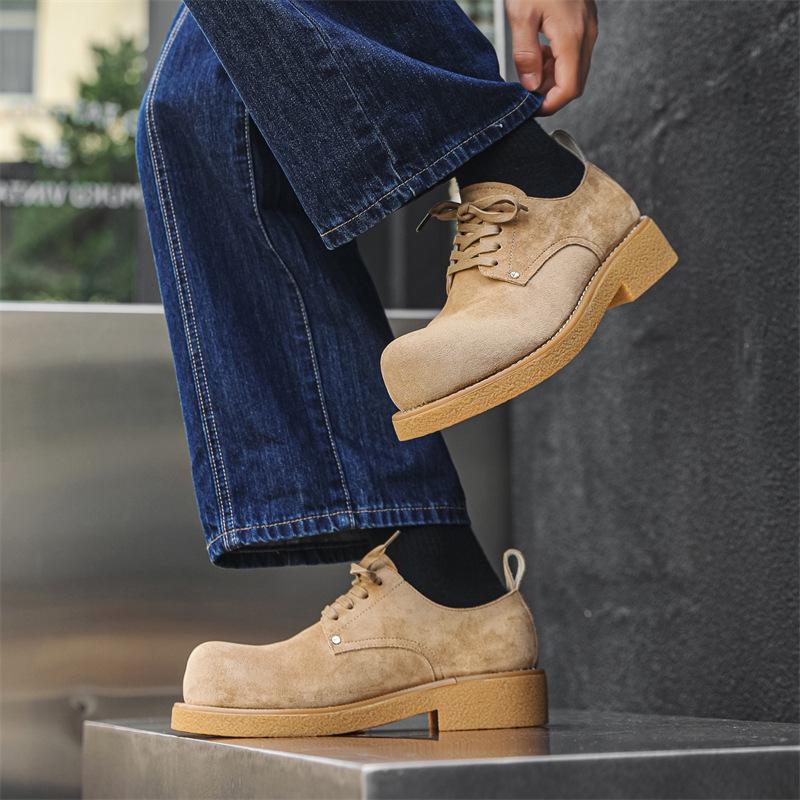 Retro Distressed Men's & Women's Round Toe Platform Derby Shoes - Autumn Collection 14411-J