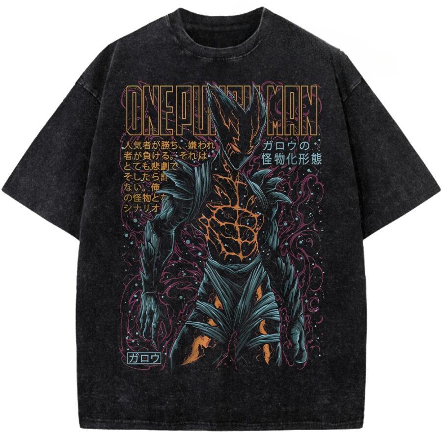 

Garou Printed Tee Anime One Punch Man Clothing Men Women Retro Washed T-shirts High Quality Tshirt Harajuku Male Cotton T Shirt S чёрный