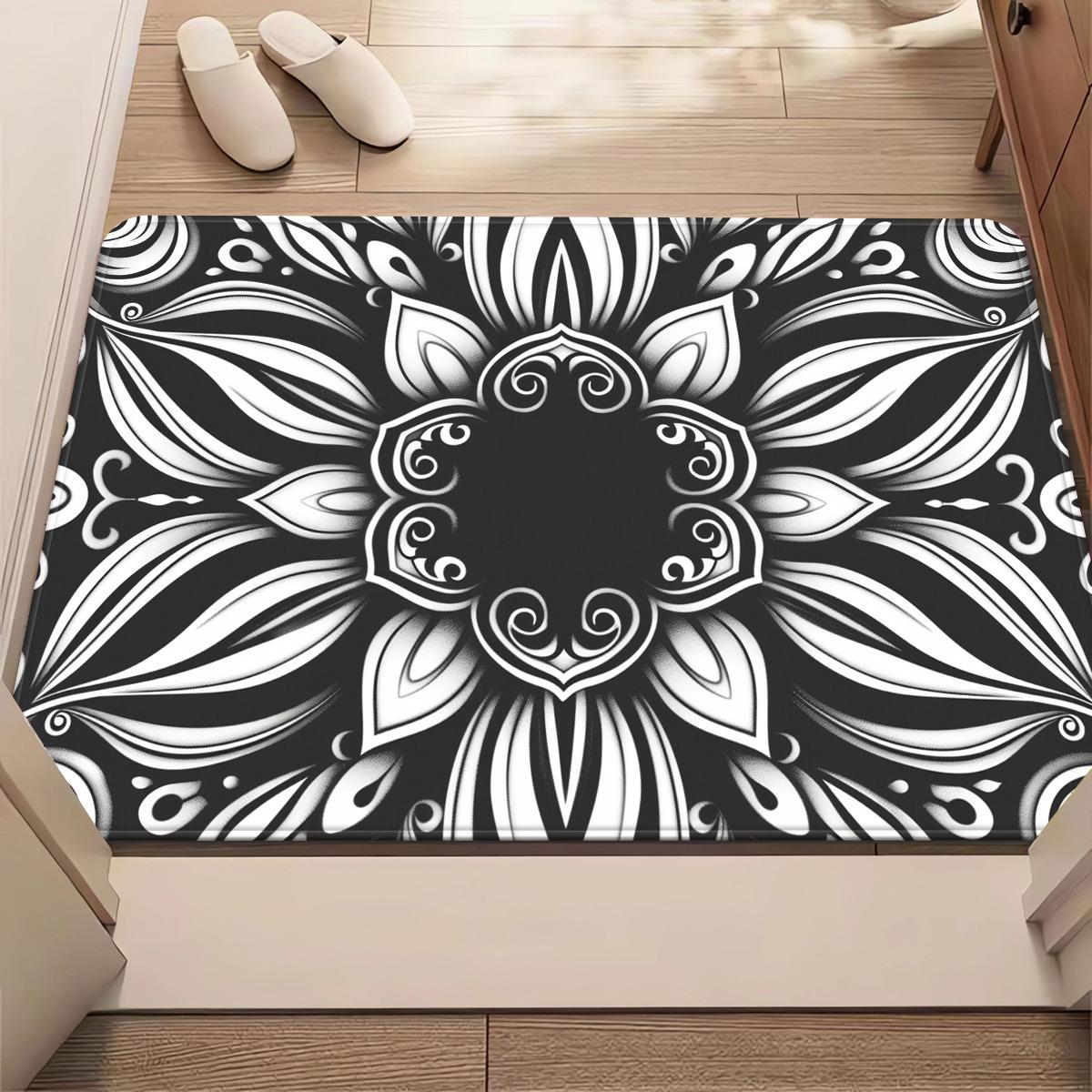 

1pc Black and White Mandala Doormat Non-Slip Absorbent Microfiber Rug for Bathroom Bedroom Outdoor 40x60cm 40x60cm