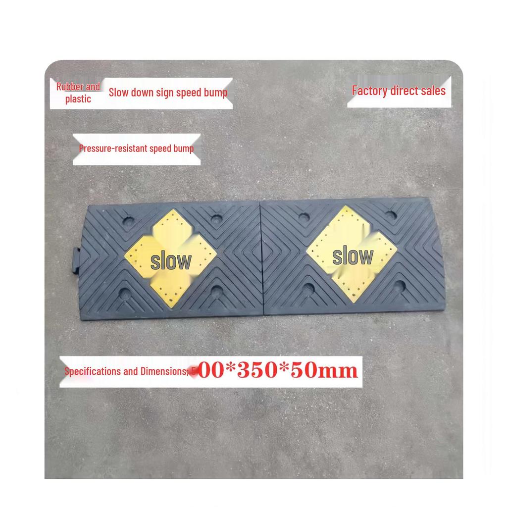Rubber Speed Bump Curb Ramp Mat for Road, Parking, and Doorway Use