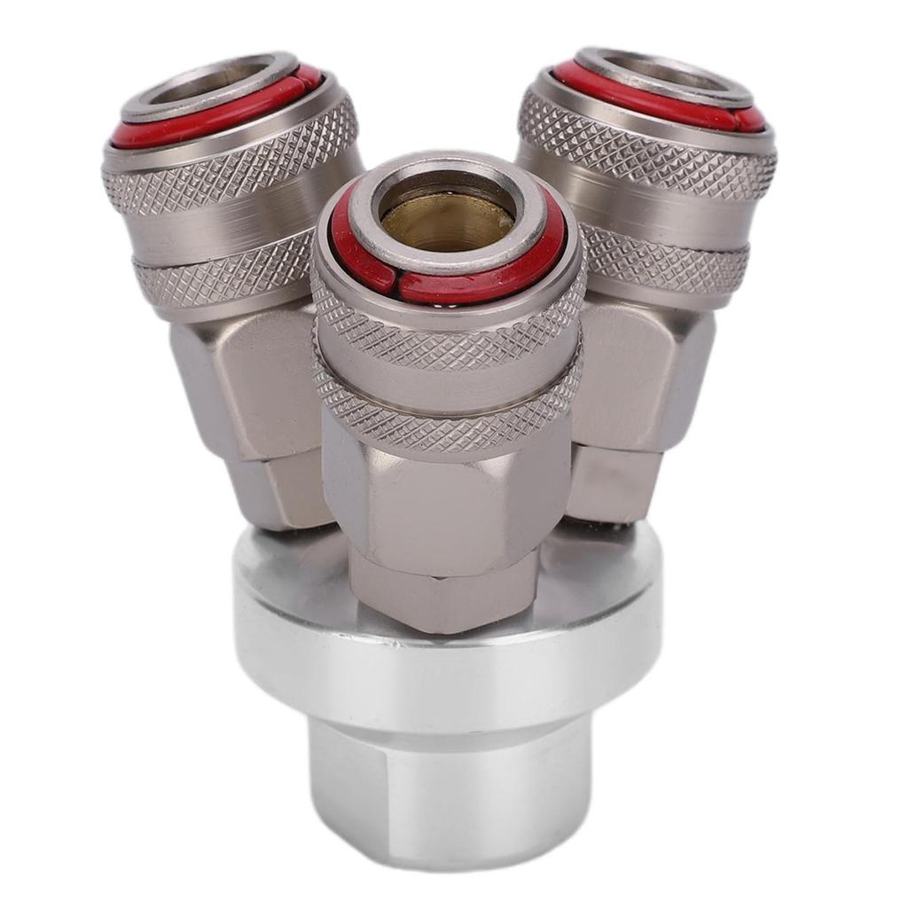 3 Way Connector Chrome Plated Pneumatic Component Carbon Steel G1 4in Thread Quick Coupler