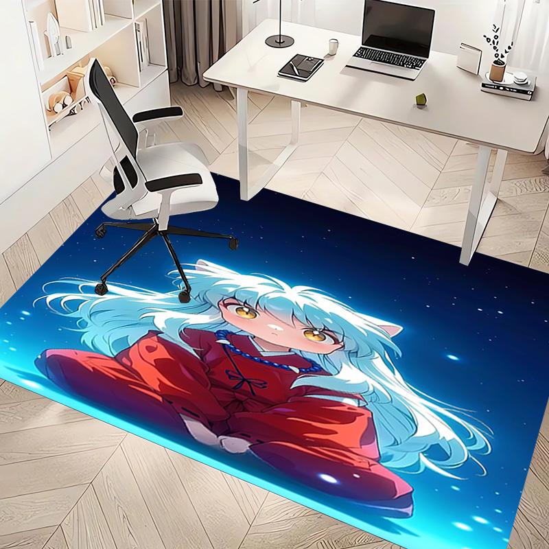 1pc Inuyasha Print Area Rug - Soft, Washable Non-Slip Indoor Mat, Living Room, Home Office Decorative Rug,Office Decorative