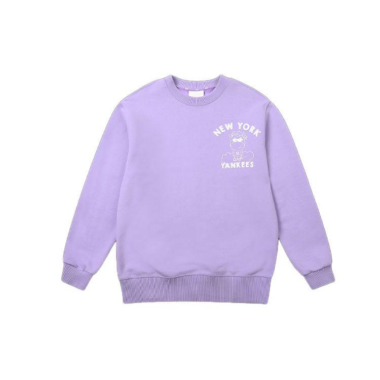 MLB New York Yankees Logo Grafik Rundhals Langarm Sweatshirt Unisex Sweatshirt Lila 31MTC1111-50V
