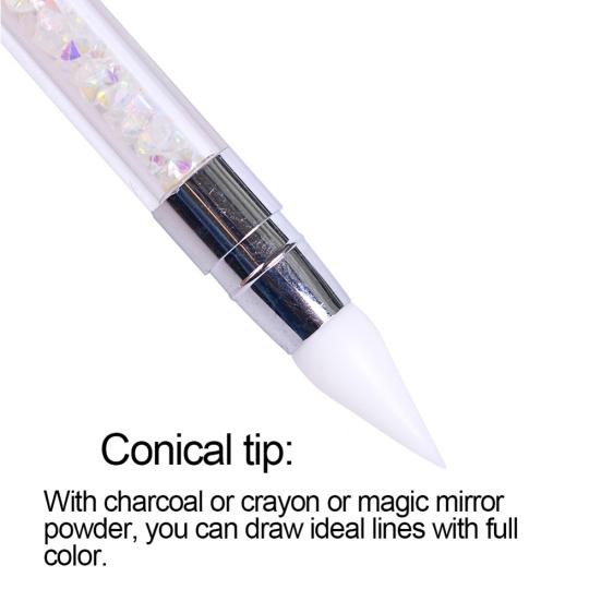 Double Pointed Heads Nail Art Silicone Pencil Rhinestone Beads Studs Picker Tool