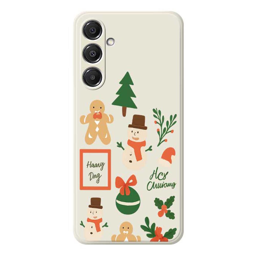 

For Samsung Galaxy A16 5G/4G Case Christmas Snowman Pattern Printing Straight Edge TPU Phone Back Cover Beige
