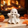 Small Halloween Decorations Ghost Figurine, 3D Printed Cute Face Statue, Spooky Night Atmosphere Tabletop Ornament for Shelf, Desk, Home Party
