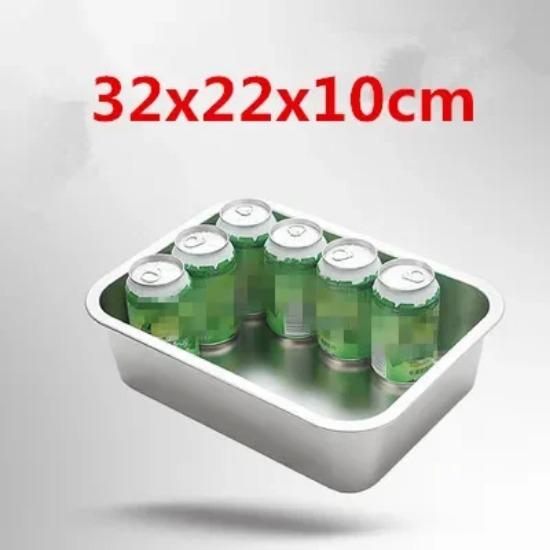 304 Stainless Steel Flat Bottom Rectangle Square Basin with Covered Dish Buffet Plate Food Basin Grilled Plate Bbq Storage Tray