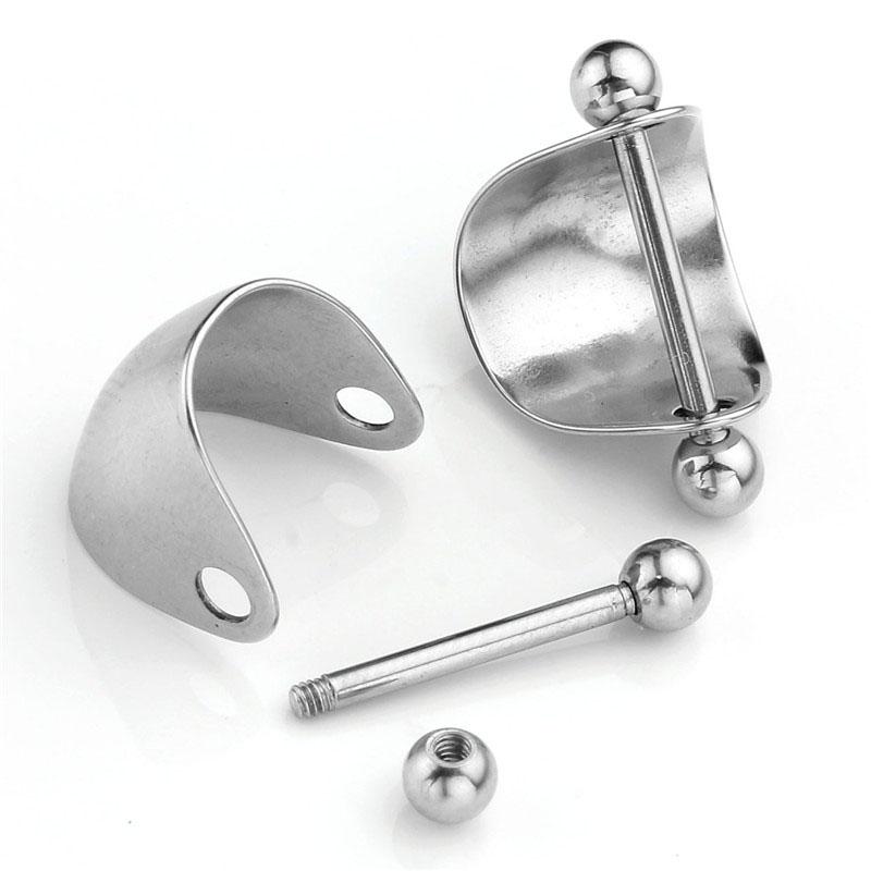 16G Stainless Steel Ear Piercing Horseshoe Shield Cuff Ear Helix Cartilage Cuff Ring Earrings Body Jewelry Piercing