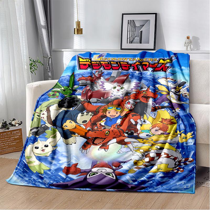 Cartoon Digimon Adventure Monster Soft Plush Blanket,Flannel Blanket Throw Blanket for Living Room Bedroom Bed Sofa Cover Child