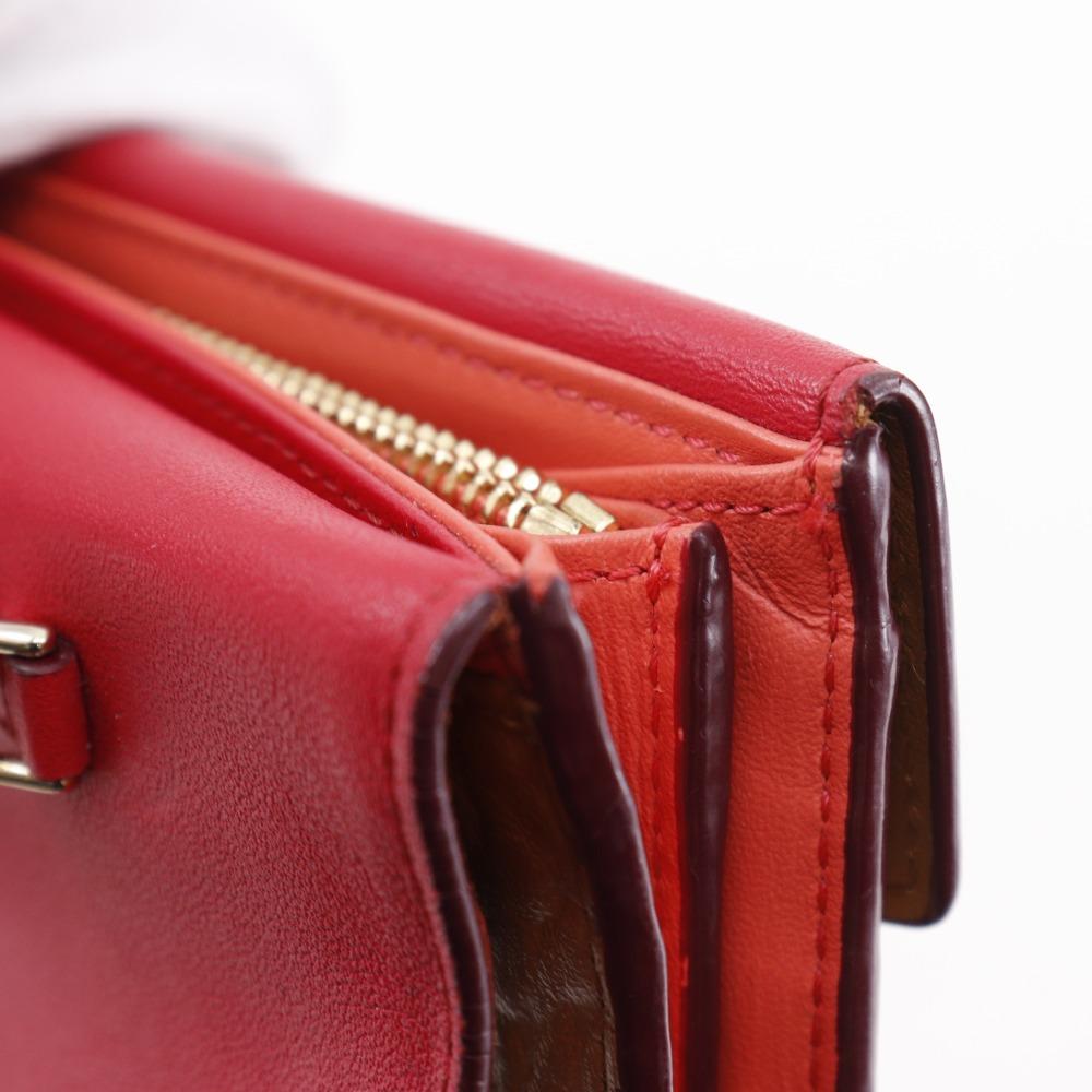 MCM Patricia Kette Brieftasche Colorblock Vicetos Braun / Rosa Leder/PVC Damen Gebraucht