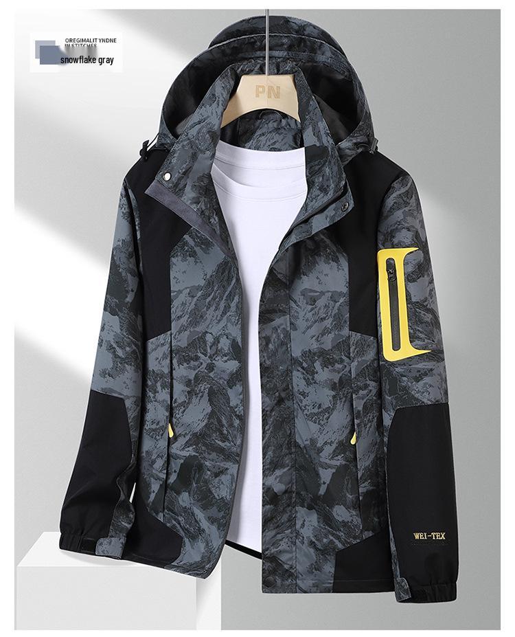 Tarnfarben-Windjacke für Herren & Damen: Wasserdichte, winddichte, einlagige Freizeitjacke für Bergsteigen im Frühling und Herbst.
