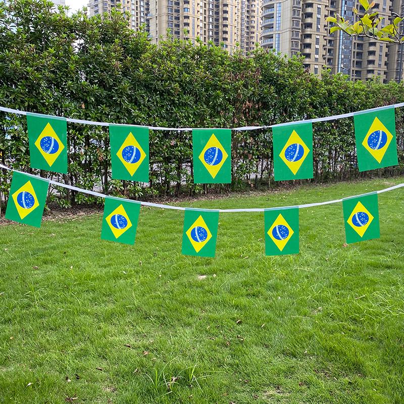Aerlxemrbrae 20pcs/lot Brazil Bunting Flags 14x21cm BR Brazil String Banner Buntings Festival Party