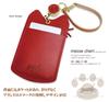 [meow cheri] Cute Cat Pass Case with Reel, Genuine Leather, Holds 2 Cards, Slim Design, Made in Japan with Tochigi Leather, Gift for Cat Lovers, Gift