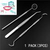 3Pcs Stainless Steel Dental Tools Kit Teeth Whitening Dentist Pick Scaler Mouth Mirror Lab Tools