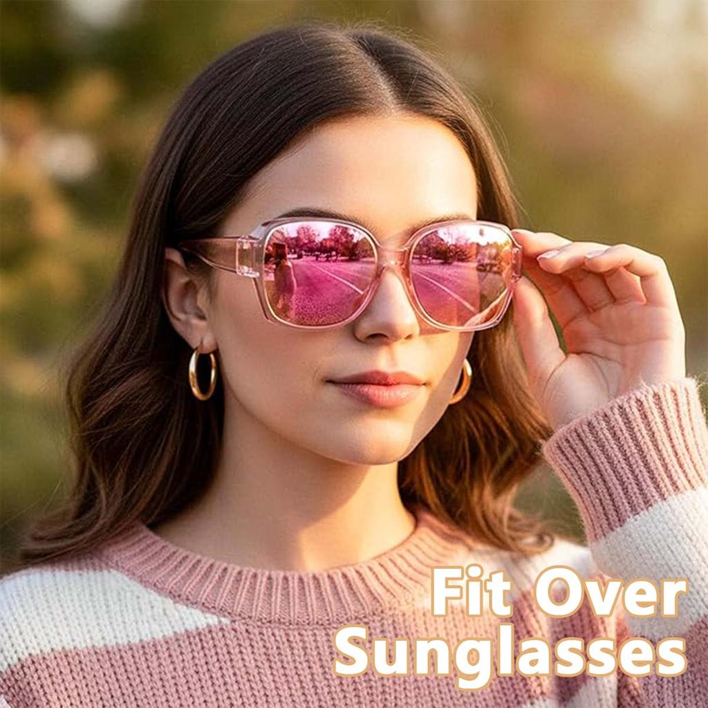 1 Par de Óculos de Sol Para Usar Sobre Óculos Polarizados para Homens Mulheres, Óculos Envolventes Proteção UV400 para Dirigir e Atividades ao Ar Livre T01