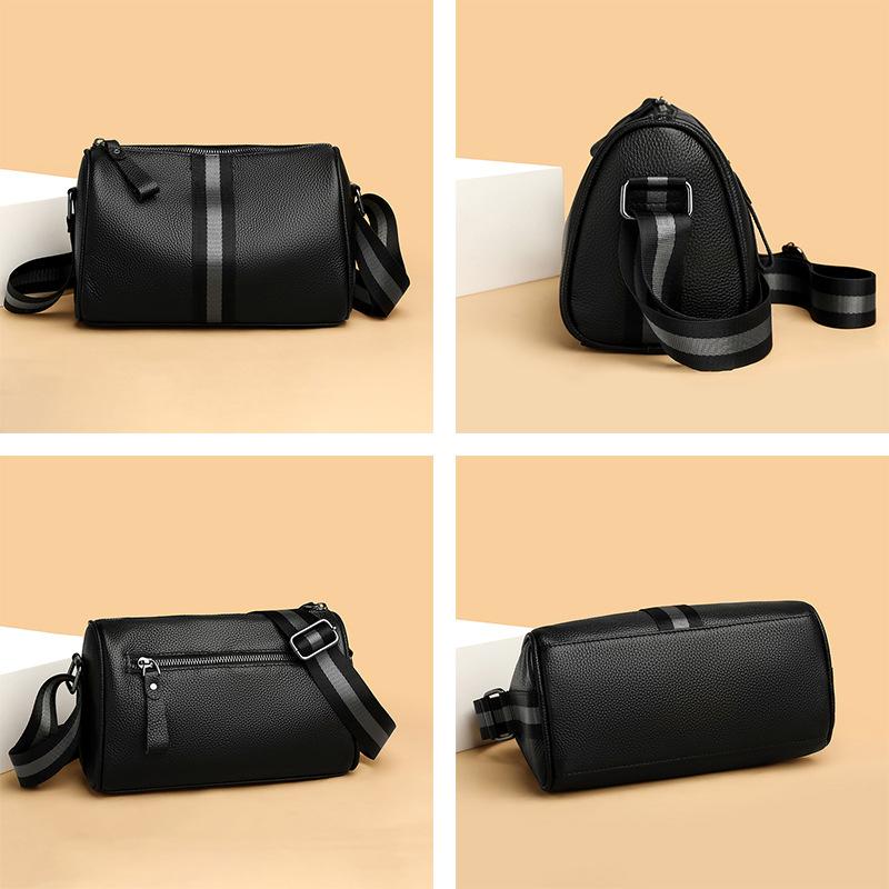Large Capacity Men's Messenger Bag, Lychee Pattern Men's Bag, Shoulder Bag, Cowhide Texture Splicing Breast Bag, Men's High-end Sense