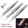 3 PCS Straight Tip Ceramic Tweezer Soldering Anti-Static Tweezers Soldering Tweezers  Hand Tool