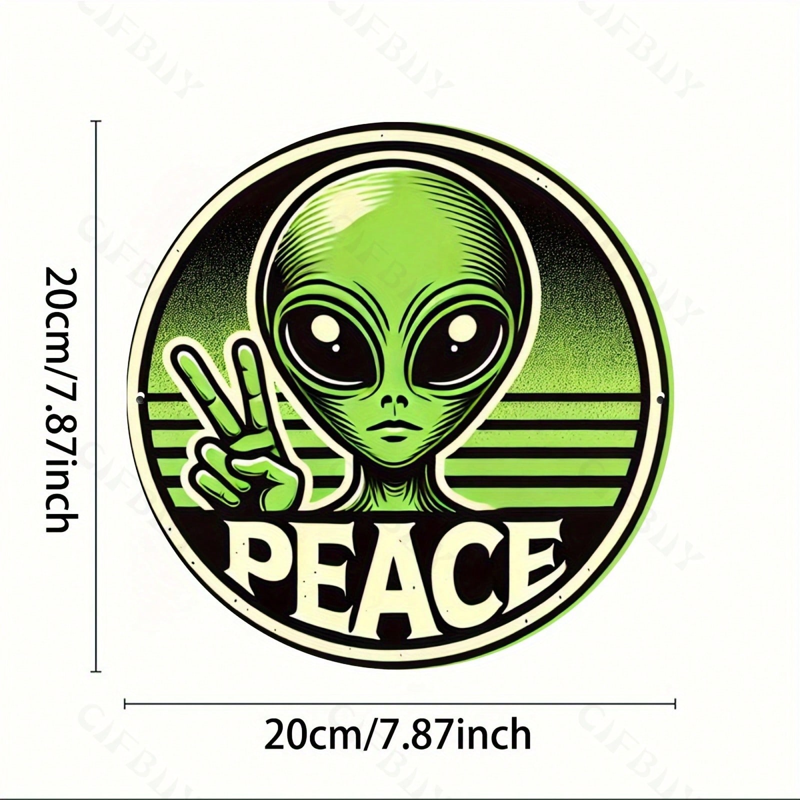 

Vintage Alien Peace Sign Metal Wall Art Round Aluminum Sign Durable Gift for Home Office Bar Coffee Shop Indoor Outdoor Decor 1pc TYA4572-20X20CM різнокольоровий