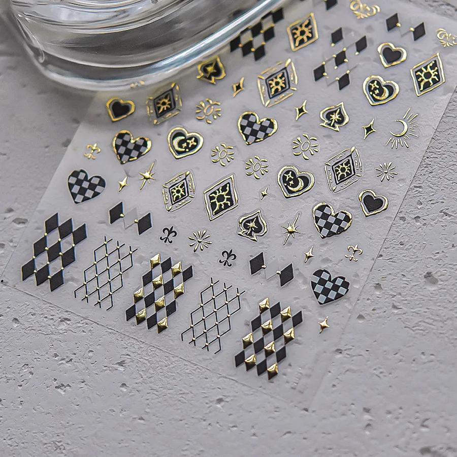 Punk Irregular Lines Metal Silver Stripe Lines Rhinestone 5D Nail Art Sticker Self Adhesive Decoration Manicure Decal DIY
