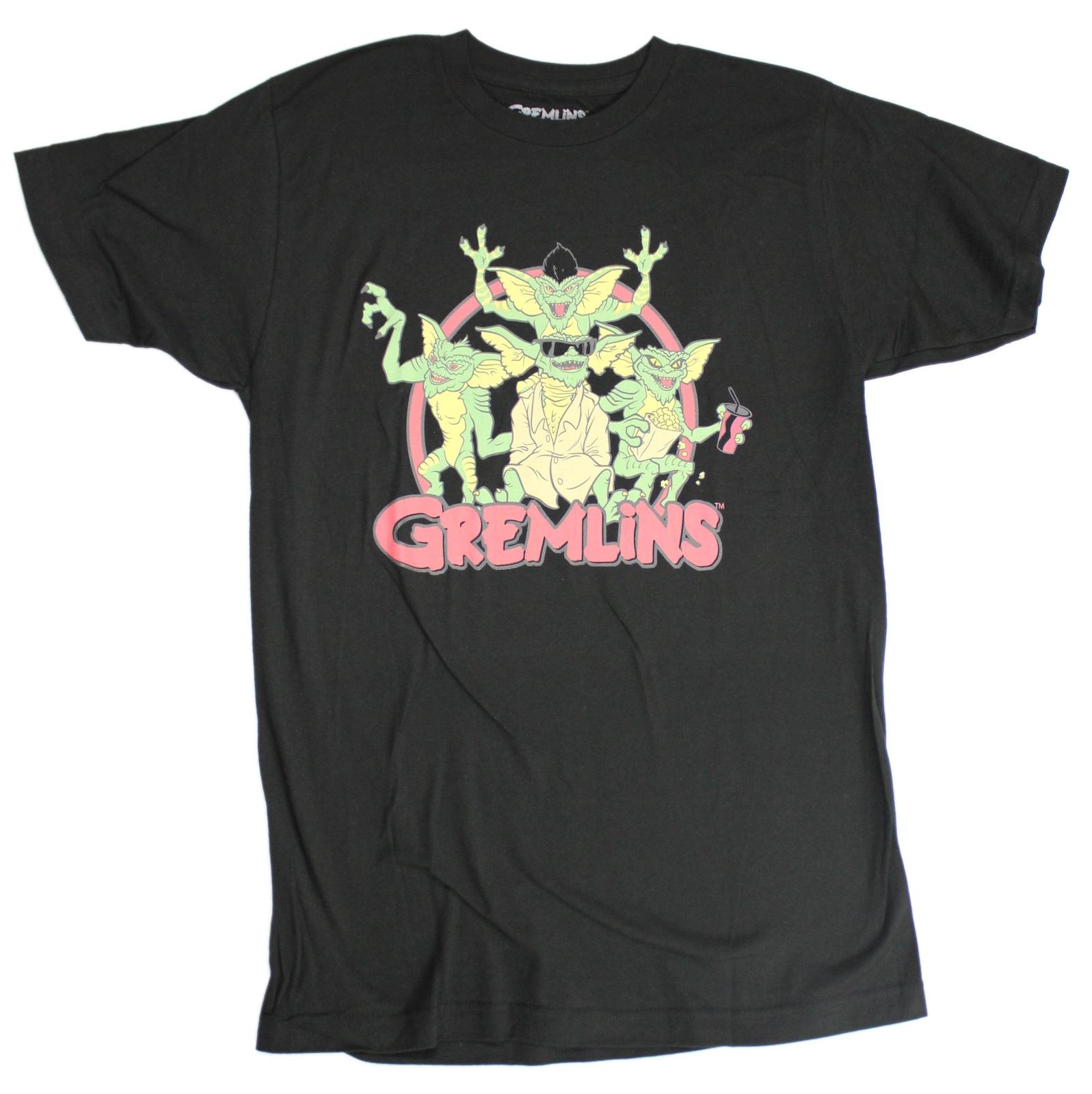 Gremlins New Adult T-Shirt - Stripe and the Boys in Gremlins Logo M