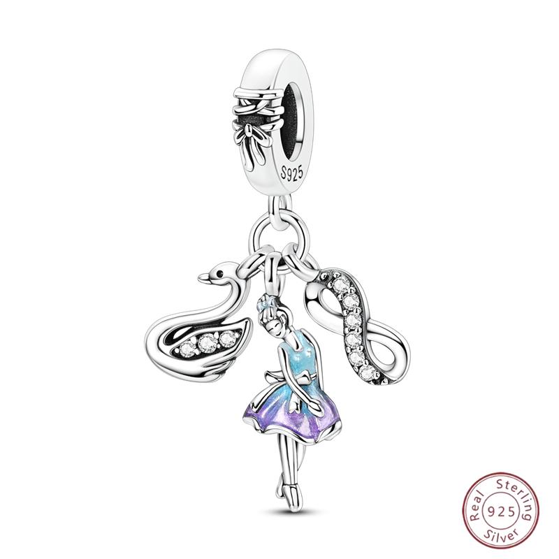 New Original Copper Beaded Bow Charm Blue Beads For Women Exquisite Diy Birthday Jewelry Gifts