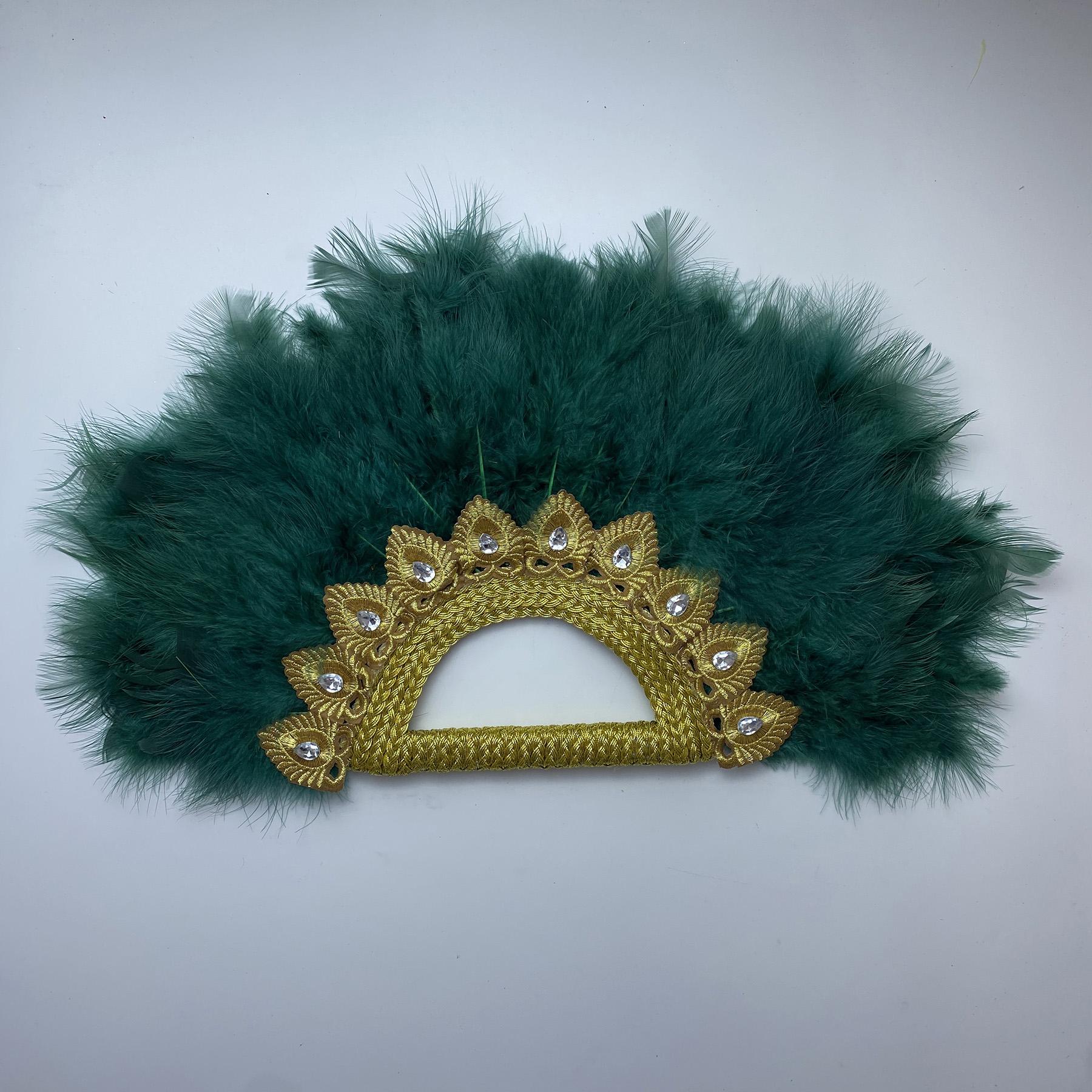 

Big Size African Blue Feather Fan for Ladies, Wedding Feather Fan for Bride, Double Side Feather, Nigerian Stones Dance Handfan 32CMX55CM