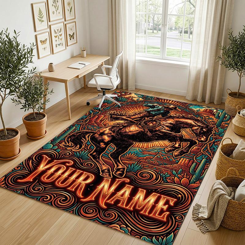 Ravens Roses Theme Soft Crystal Velvet Rug Custom Name & Text Print Non Slip Floor Rug for Bedroom Living Room