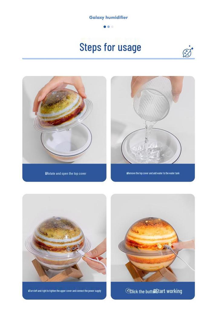 Planet Humidifier: Jupiter & Earth System - Office & Bedroom Night Light Ornament