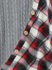 Maglietta a maglia a trecce con motivo scozzese misto Rosegal Plus Size