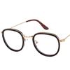 Newly designed womens glasses optically metal frame leopard print clear lens glass glasses golden square glasses men UV400