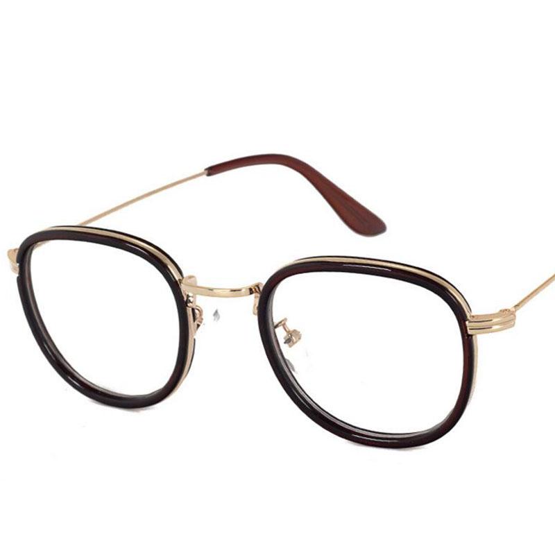 Newly designed womens glasses optically metal frame leopard print clear lens glass glasses golden square glasses men UV400