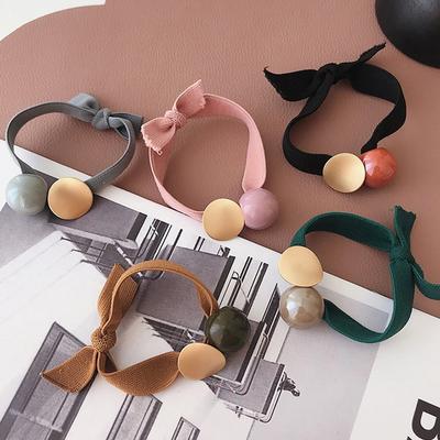 Pastel Bead Metal Hair Ties 5p