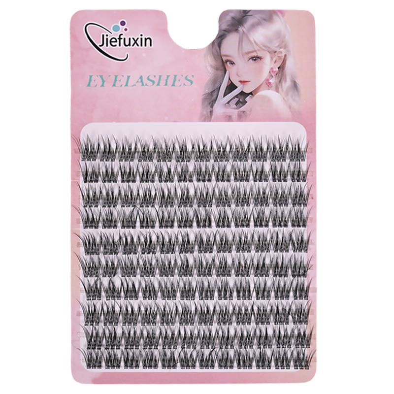 Jiefuxin DIY Lashes Fox Eye Manga False Eyelashes Large Capacity Tapered Thick Segmented Individual Cluster Lash Extensions