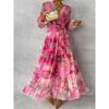 Trendy Elegant and Sophisticated Lace-Up Patchwork Chiffon Dress with a Full Skirt