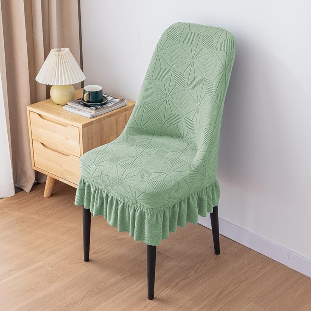 

Elastic Stretch Jacquard Chair Cushion Cover Waterproof Solid Color Curved Chair Cover Dustproof Parson Chair Slipcovers світло-зелений колір