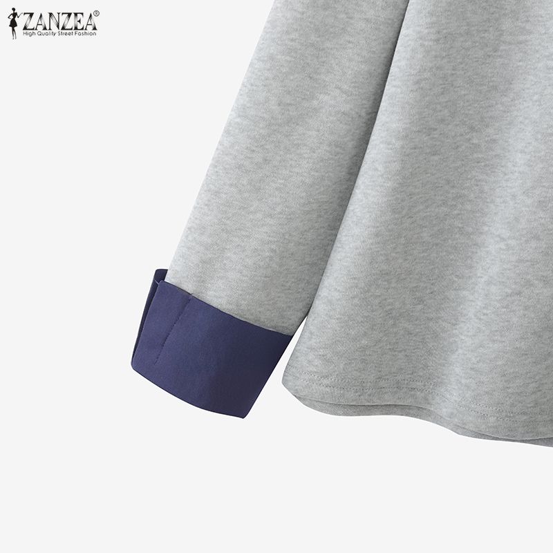 ZANZEA Damen Lässig Rundhals Langarm Herbst Dünne Sweatshirt-Tops