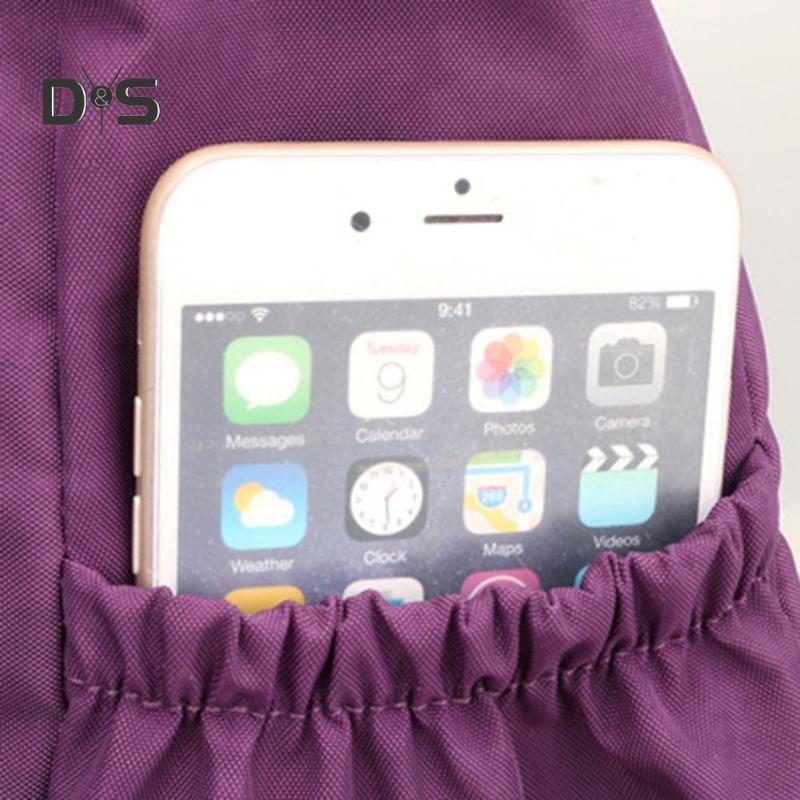Solid Color Multi Pocket Zip Handbag Nylon Shoulder Storage Bag